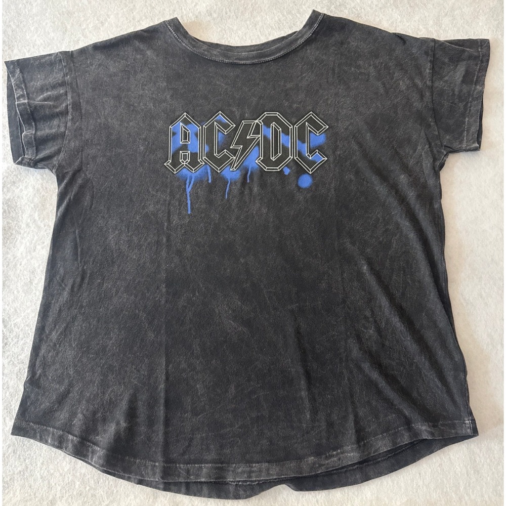 Vintage Canvas Women Medium AC/DC Band Tee Shirt  Black Acid Wash NWOT
